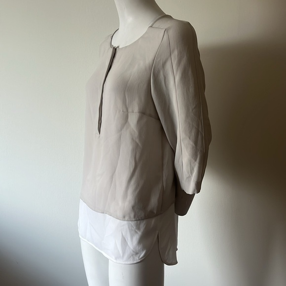 Boss Chic Silver Blouse with White Hem Size 4 New Without Tag - Picture 4 of 11